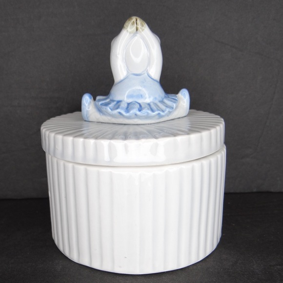 Vintage Fitz And Floyd Pig In Blue Tutu Round Trinket Box - Picture 5 of 8